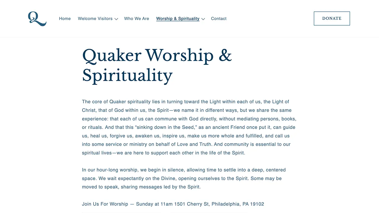 Central Philadelphia Quakers Meeting website image
